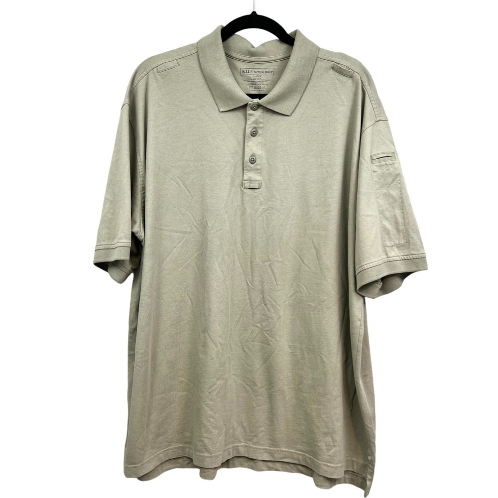 5.11 Tactical Series Men Polo Shirt Spread Collar Short Sleeves Tan Taupe Sz XL*